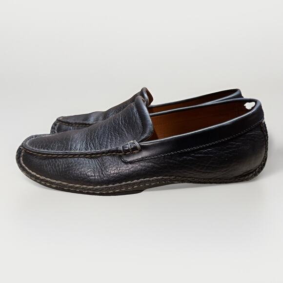H.S. HS Trask Mens Size 9.5M Black Pebbled Leather Brazil Driving Shoes Loafers - Picture 1 of 6